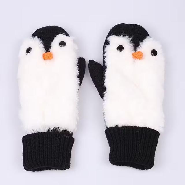TEMU Comfortable Penguin Warm Gloves, Cute Cartoon Design, Warm And Soft Warm All Inclusive Gloves, Suitable For Outdoor Use In Winter