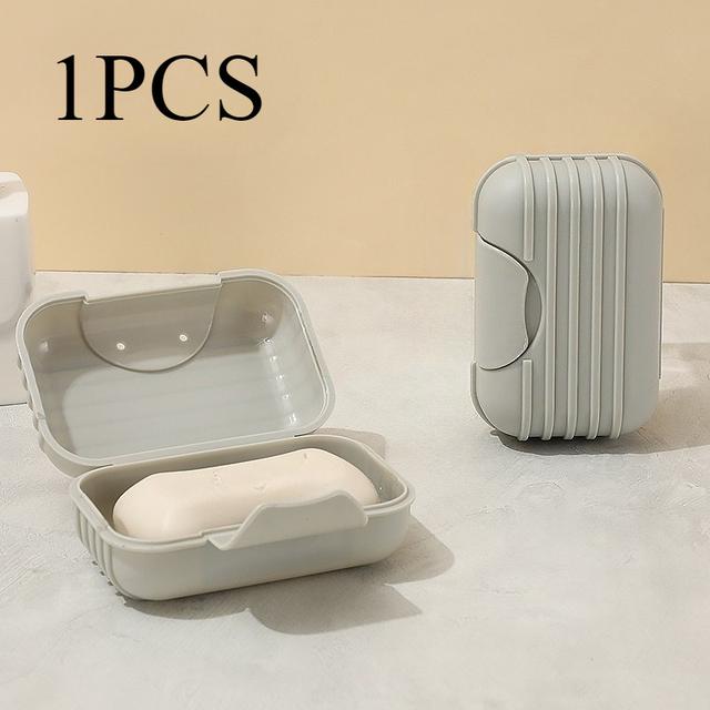 TEMU 1pc Travel Soap Box With Waterproof Seal - Portable Oval Soap Dish For Handmade Bars, Durable Plastic, For Use, Soap Box For Travel, Secure Closure