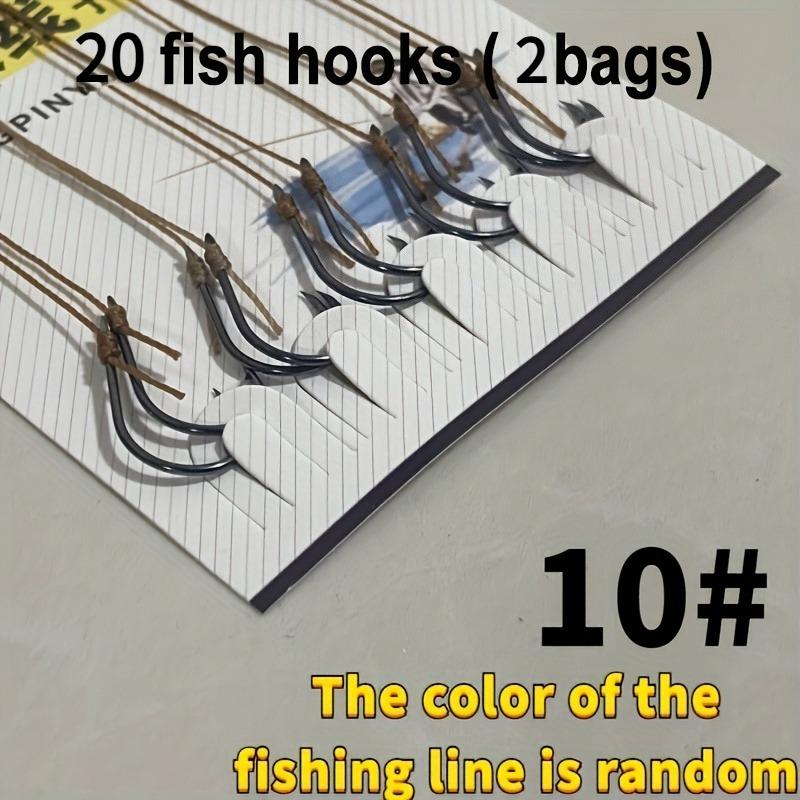 TEMU 20 Pre-tied Fishing Hook Sets With , Made Of High Carbon Steel And Pe Line. Hooks Are Universal In Size And Suitable For Freshwater Fishing, Making Them Ideal For Fishing Enthusiasts And Trout