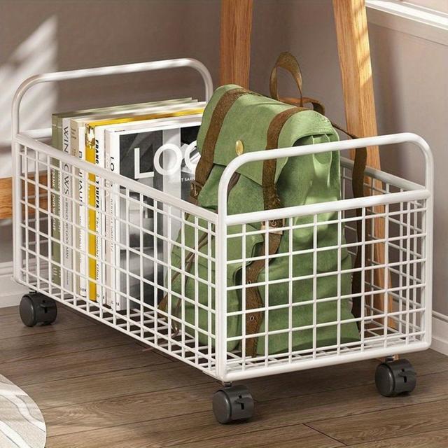 TEMU 1台 多機能 家庭用 取り外し可能 テーブル下収納カート、書籍 セット、バックパックラック、および雑貨収納ラック 一体型、ブレーキ付きローラー、大容量設計、テーブル下スペース効率化、勉強/仕事に最適 ユーティリティラック