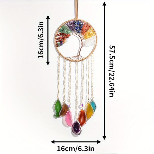 TEMU 1 Colgante de Árbol de para Campanilla de Viento | Extra Grande, 5.12x22.64 Pulgadas, Ideal para Colgar en , Patio, en el Jardín, Regalo para , Estilo Boho, Material de Piedra