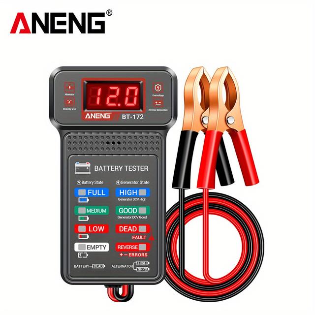 TEMU Aneng Bt-172 12v Multifunctional Battery Testers Led Reverse Display Screen Auto Repair Electrician Tester Tools