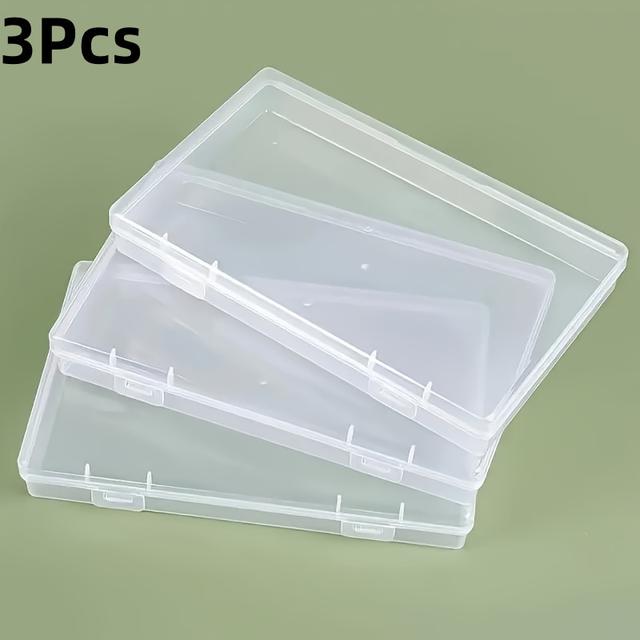 TEMU 3pcs Transparent Plastic Storage Box With Lid- Suitable For Organizing Documents, Letters, Magazines, Cards, And Scrapbooks- Perfect For Office, Classroom, Dormitory, And Home Use