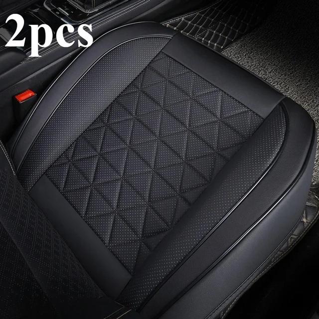 TEMU 2pcs Fit Pu Leather Car Seat Covers, Non-textile Weaving, Comfortable Vehicle Chair Cushions For Front Seats, Auto Interior Accessories, Seat Covers For Car