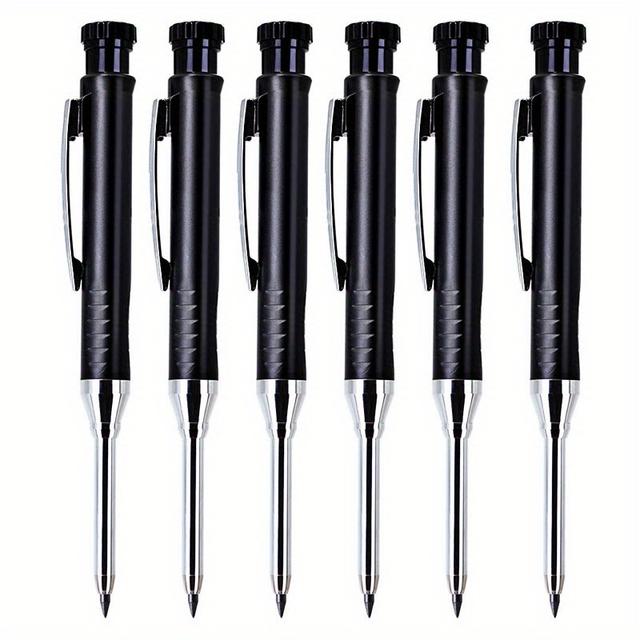TEMU 6pcs/set 2.8mm Woodworking Automatic Pencil Built-in Sharpener For Deep Hole Mechanical Pencil Marking Woodworking Tool
