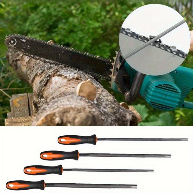 TEMU Ensemble de 4 pour Tronçonneuse avec Poignée (3.2mm+4mm+4.8mm+5.5mm), Outil d'Aiguisage Manuel, Lime à Aiguiser Manuelle
