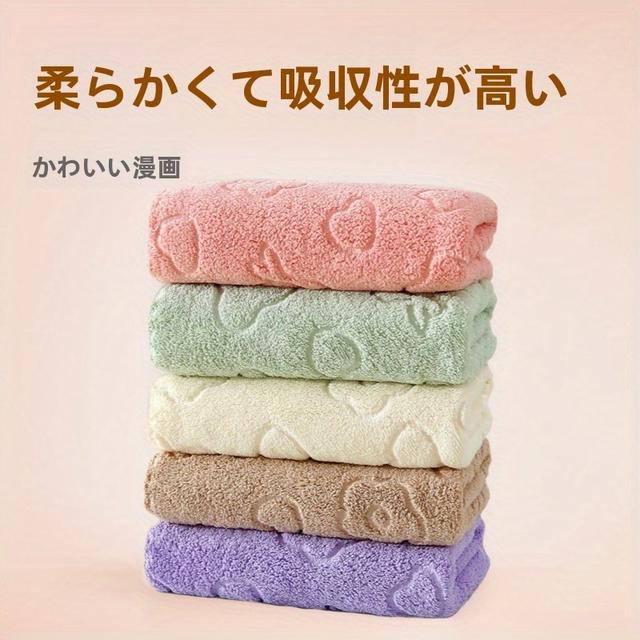 TEMU アップグレード版 5枚セット カラー エンボス加工 吸収タオル 超極細繊維 ソフト 大人用・洗顔タオル 厚手ナノハンドタオル 期間限定購入