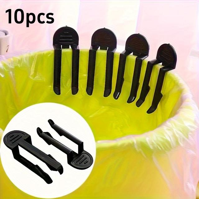 TEMU 10 عبوات من مشابك أكياس القمامة البلاستيكية ذات الإغلاق السهل، حامل صندوق القمامة بدون كهرباء، ملحقات تنظيم المنزل