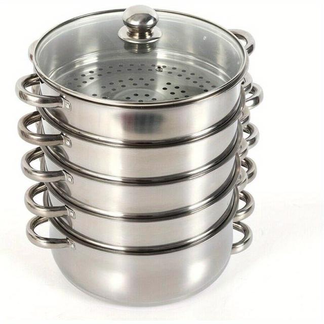 TEMU 5-tier Multi-cooker Food Steamer Steamer, 5 Tier Layer Steamer Pot Food Steamer For Cooking With Stackable Pan And Lid, Vegetable Steamer Cooker, Multi Tier Steamer Cookware Pot