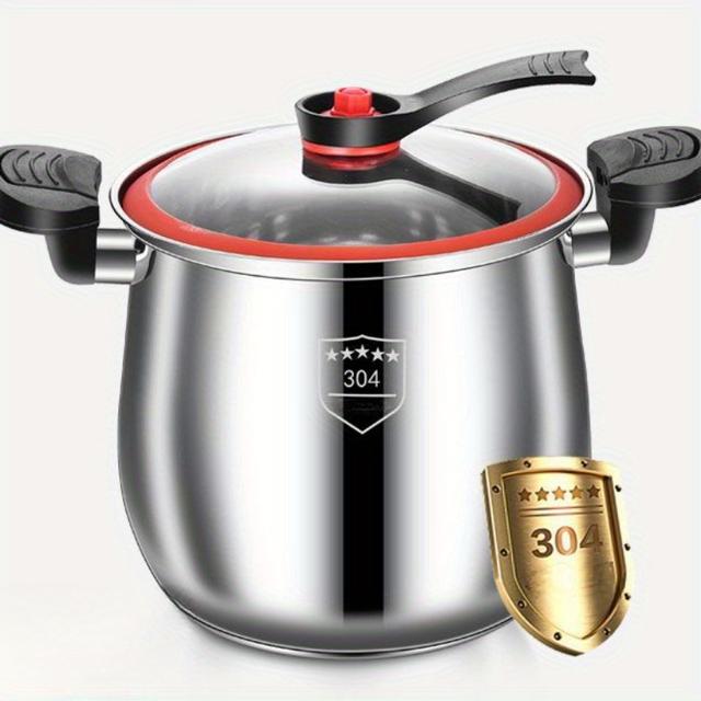 TEMU Food Grade Large Capacity Stainless Steel Quick Cooking Pot - Stew & Soup Pot With - Perfect For Fast &