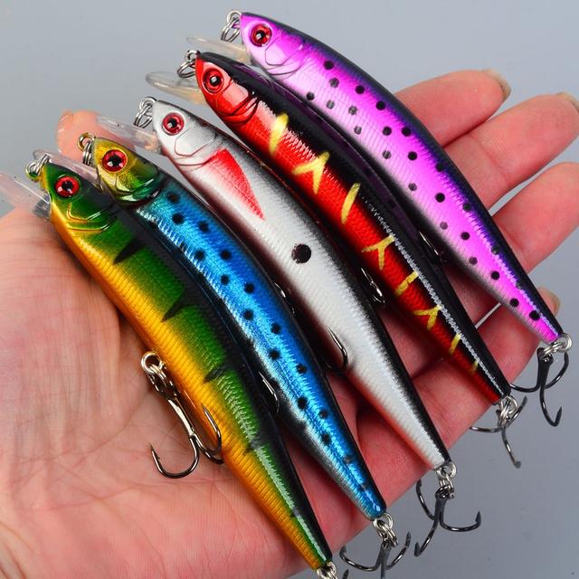 TEMU 5-pack Minnow Lures | Lingyue Bionic Floating Baits For And Perch Fishing, Mixed Color Abs Material, Suitable For Saltwater And Freshwater
