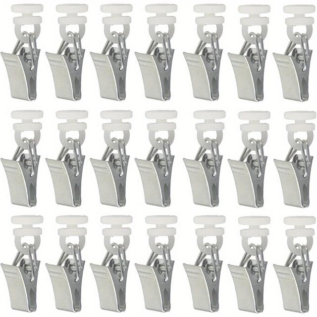 TEMU 100 Vorhängeklammern mit Rolle für Vorhangbahnen, Duschvorhänge und Türvorhänge - Silbernes Metall