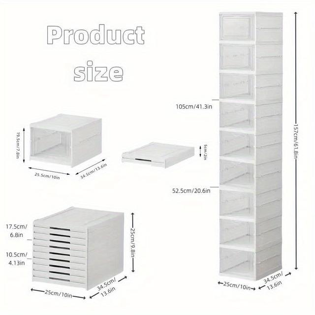 TEMU Foldable Shoe Storage Unit For Sizes Up To 44, Made Of Plastic With Transport Lids, Easy To Put . ( Cooking)