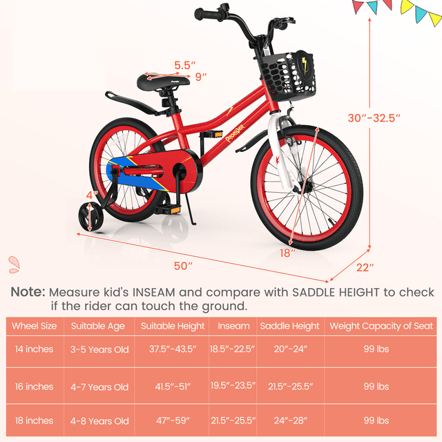 TEMU Goplus Inch kids Bike, Toddlers Bike With Adjustable Seat & Handlebar, Removable , Basket, 95% Pre-assembled Children Training Bicycle For Girls Boys.