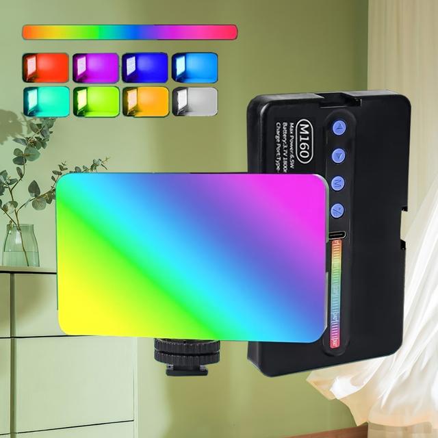 TEMU إضاءة LED محمولة 360° بألوان كاملة، إضاءة RGB، إضاءة LED قابلة للشحن لتصوير الفيديو، التصوير الفوتوغرافي، والمؤتمرات