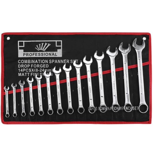 TEMU Toyvian 14pcs Wrenches Set, Ratchet Combination Set, Sae 5/ 16"-11/ 16"" And Metric 8-16mm, 72 Teeth, Cr- Ratchet Wrench Set With Storage Bag Open Spanner, Manual Tool Ratchet Wrench Set