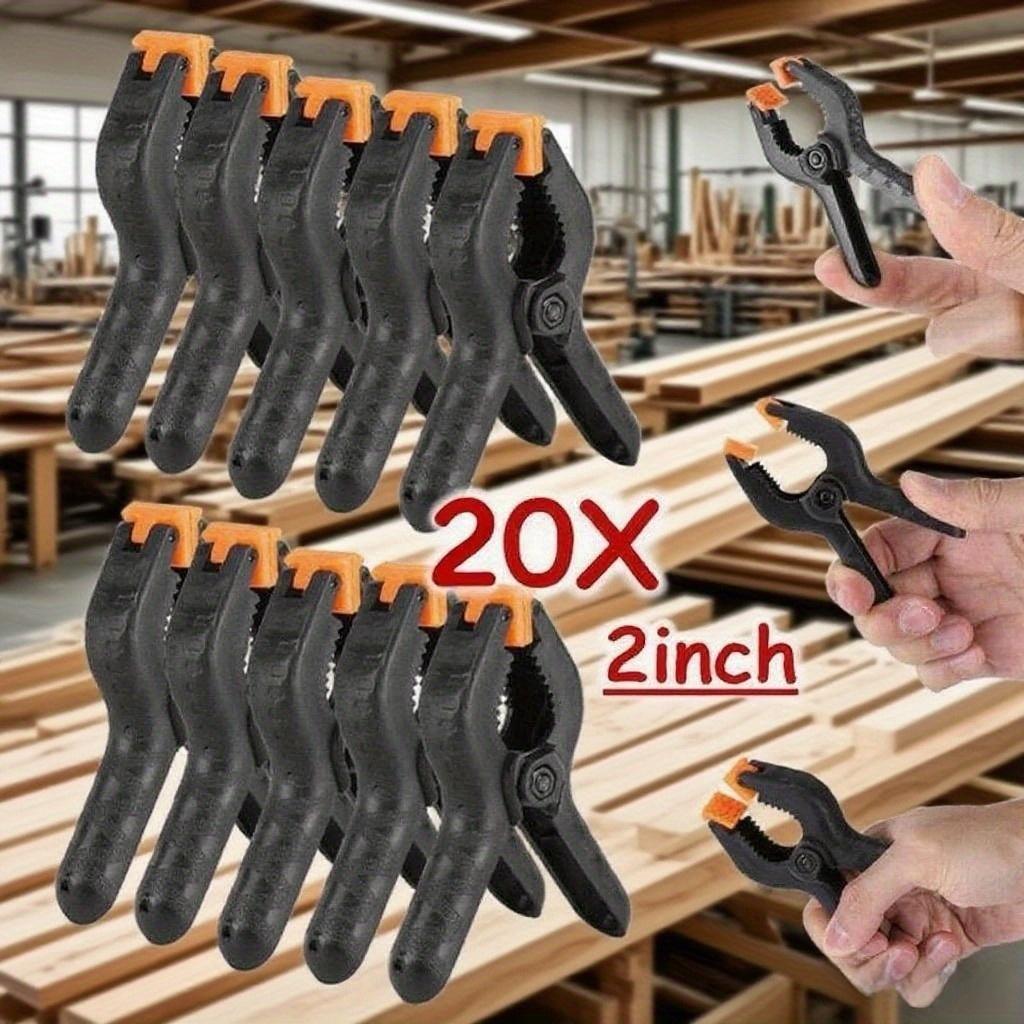 TEMU 20 Piezas Juego de Pinzas de Resorte Profesionales - Apertura Extra Ancha para Soldadura, Carpintería, Metalurgia - Almohadillas Antideslizantes, Resorte de Acero - Uso en y Fábricas