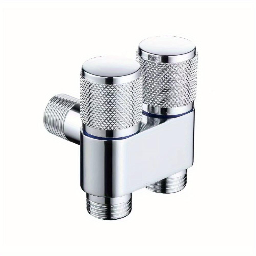 TEMU 1pc Stainless Steel Toilet Companion Corner Valve, Dual Out Angle Valve, Anti-slip Handwheel Double Open Faucet, Compact Space-saving Design For Bathroom Plumbing