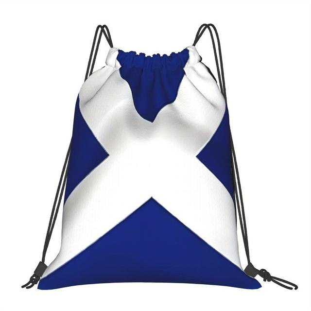 TEMU Scotland Drawstring Bag - Durable Polyester, Machine Washable, With Utility Pockets, Ideal For Sports & Outdoor Use, Sports Bag | Patriotic Design | Durable Drawstring Bag