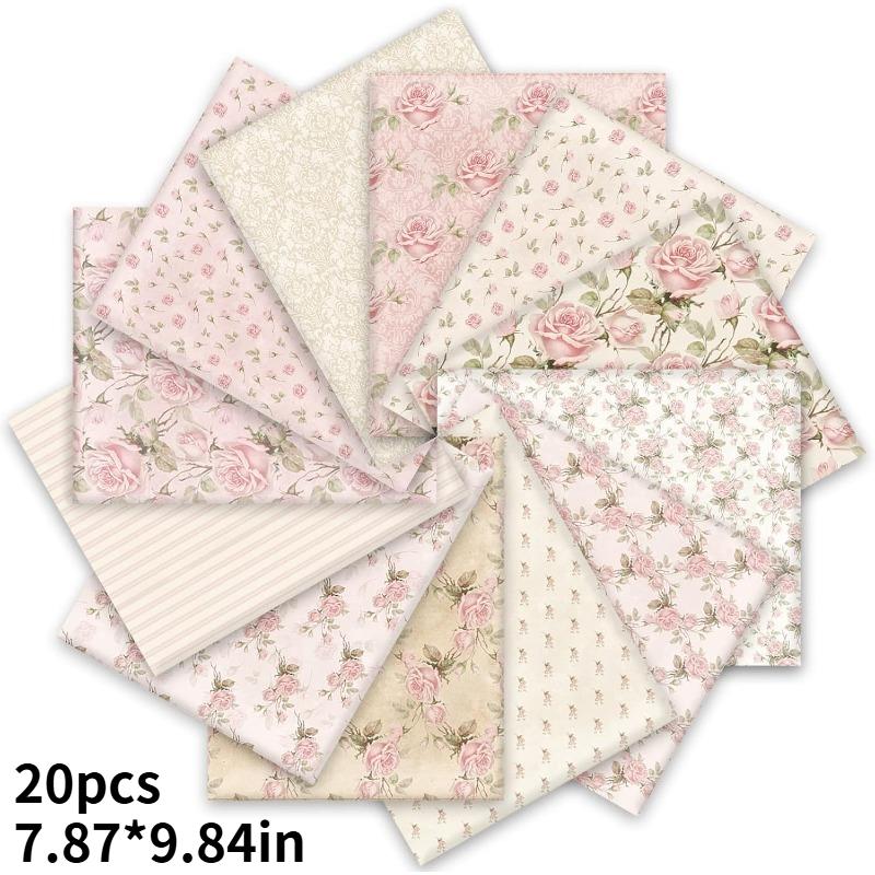 TEMU Pieces Of Fabric Measuring 20 By 25 Centimeters (7.87 By 9.84 Inches) Featuring A Vintage , Perfect For And Sewing Projects. Ideal For Hand Sewing, Dolls, Holiday Decorations, Enhancing Bags
