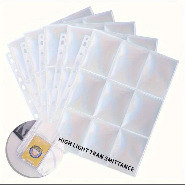 TEMU 180-page Trading Card Set, Upgraded Double-sided Pocket Protector Pages, 11-hole Design, Suitable For Game Cards, Sports Cards, Business Cards (10 Sheets)