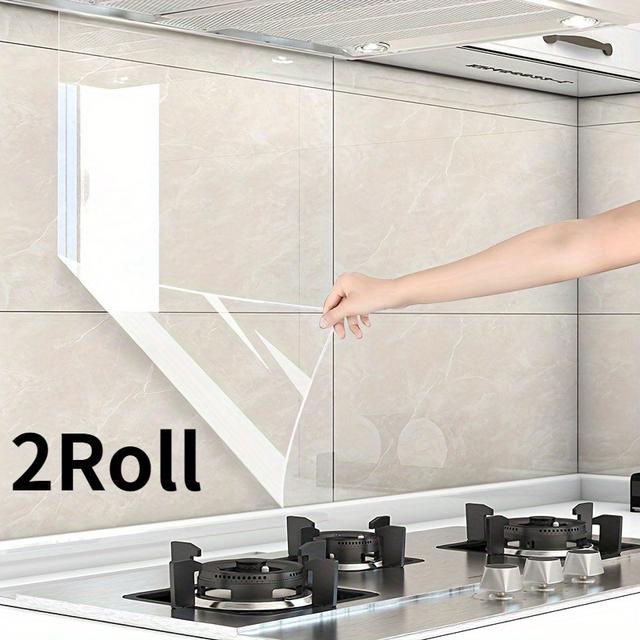 TEMU 2 Rollen Transparente Hitzeschutzfolie - Selbstklebende Küchenrückwandfolie für Herd, Gasherd & Dunstabzugshaube, Leicht zu Reinigen, Langlebiger Oberflächenschutz, Herdabdeckung, Herdschutzfolie