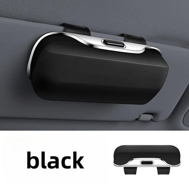 TEMU Portable Car Glasses Case, Universal Car Sun Visor Holder, Button Switch, Suitable For All Glasses Storage,