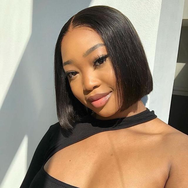 TEMU 100% Bob Lace Part Wig For Women, Featuring A Short Straight Bob Style And A Cut