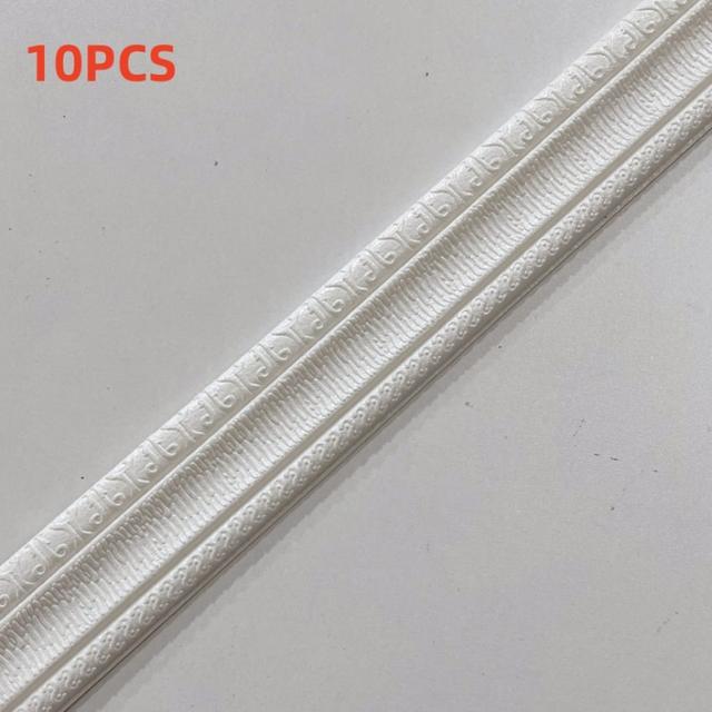 TEMU 10ชิ้น ติดตั้งง่าย 3D โฟมโมลดิ้งทริม - แถบขอบผนังตกแต่งบ้าน, ขอบป้องกันการชน