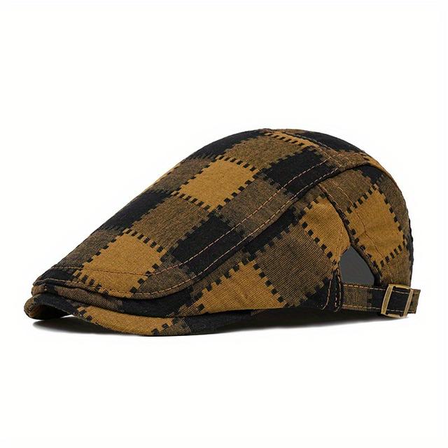 TEMU Unisex Adjustable Soft Top Hat - Elegant Plaid Design, 100% Polyester, Christmas Valentine's Day Gift For