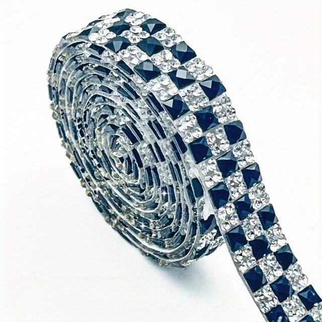 TEMU 9-color Sparkling Rhinestone Trim Tape, Self-adhesive For Diy Fashion, Shoes, Hats & Home Decor Crafts – Easy To Apply, 91cm Roll, Crafters & Jewelry Making Projects