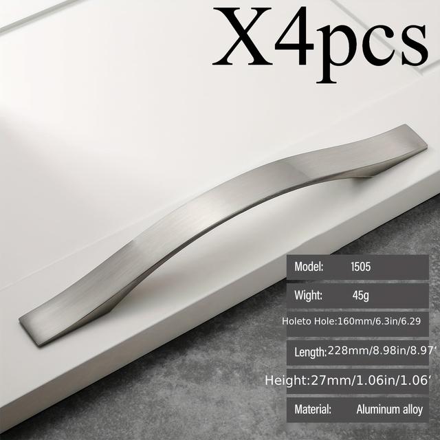 TEMU 4pcs Stainless Steel Kitchen Cabinet Handles, Drawer Handles, Cabinet Handles, Brushed High-quality Decoration For Your