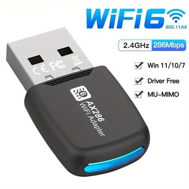 TEMU Настільний та ноутбук USB 286Mbps бездротовий адаптер, бездротовий Wifi приймач AP передавач, Wifi 6 бездротова мережева карта Ax300 без драйверів