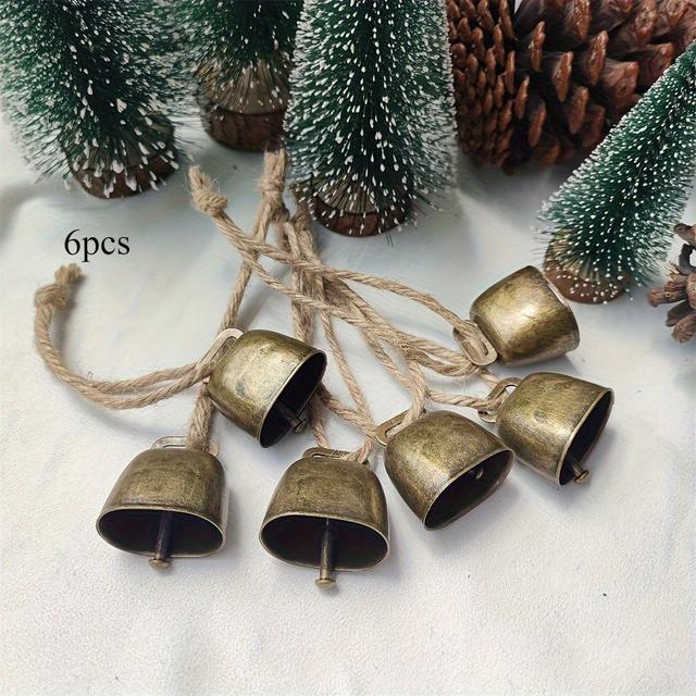 TEMU 6 szt. Dzwonki Świąteczne z Sznurkiem – Głośne Ozdoby na Drzewko, Drzwi i Zwierzęta Domowe