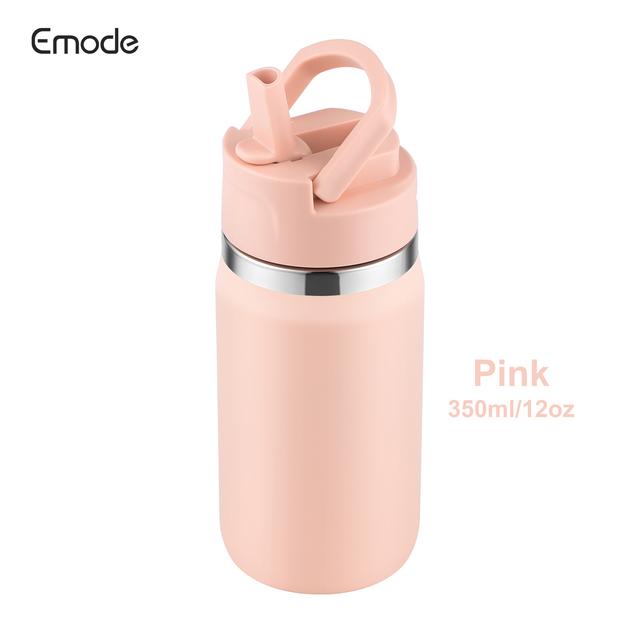TEMU 1pc Emode 1pc 1pcs-piece 12oz/350ml Stainless Steel - Insulated Water Suitable For Hot/ Drinks, Leakproof With Straw, Lid & Handle, For, Office, Travel, Gym, Outdoor Activities