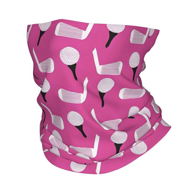 TEMU 1 Stück Golfmuster Schal Stirnband - Magenta mit Golfbällen, Vielseitige Kopfbedeckung für Herren & Damen, Bequemer Stoff für Freizeit- & formelle Outfits, Trendiges Golf-Design, Golf Zubehör