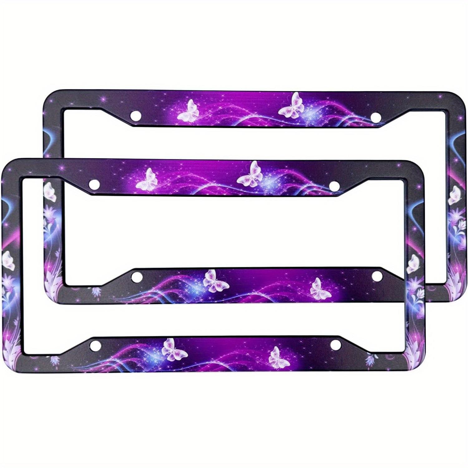 TEMU License Plate Frame Cover Universal Plate Holder Tag Accessories Decor For Women For Man 2pcs With Screw 12.2 X 6.3 Inch 4 Holes