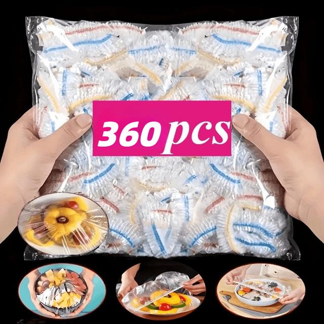 TEMU 360pcs Of Elastic Food Covers, From Food-safe Polyethylene Film, Disposable Bowl Covers For Storing Food , Kitchen Supplies, And Gadgets