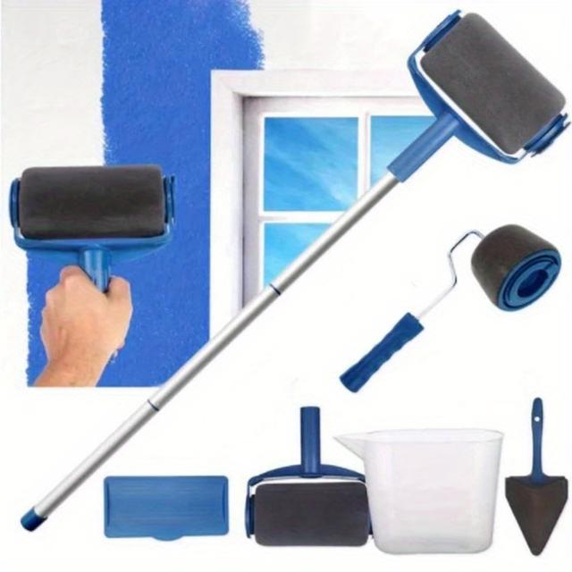 TEMU 8pcs Universal Paint Roller Kit, Applicator For Painting Walls And Ceilings, Diy Brush Kit With Pro Brush