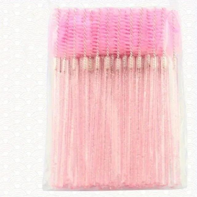 TEMU 50er-Set Rosa Kristall Wimpern- & Augenbrauenbürsten mit Aufbewahrungsbehälter - Spandexfrei, Einfache Mascara-Anwendung & Wimpernverlängerungswerkzeuge, ABS-Kunststoffgriffe