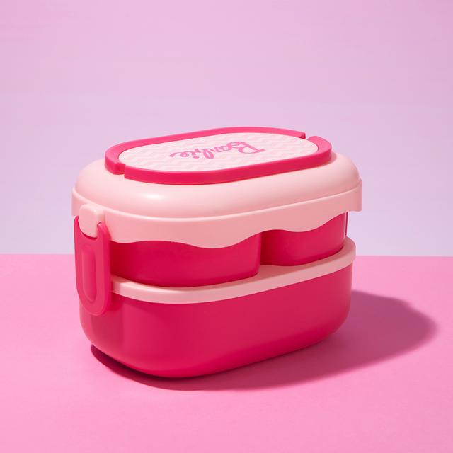 TEMU Miniso Cute Portable Lunch Container For School, Plastic Picnic Bento Box, Microwave With Compartments, 1600ml Large Capacity
