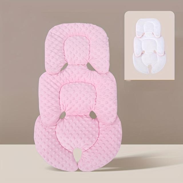 TEMU Dual-sided Thickened Warm Breathable Car Seat Liner For Infants And Toddlers, Universal Fit Cushion, Polyester Fiber, Pink/blue, With For Strollers, High Chairs, And Travel, Ages 0-6 Years