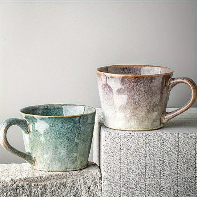 TEMU 2 szt. Kubek dla Par, Szkliwiony w Piecu, Ceramiczny Kubek do Mleka i Kawy z Efektem Fali Wodnej, Materiały z Gliny i Ceramiki, Idealny Prezent do Domu, Prezent na Urodziny