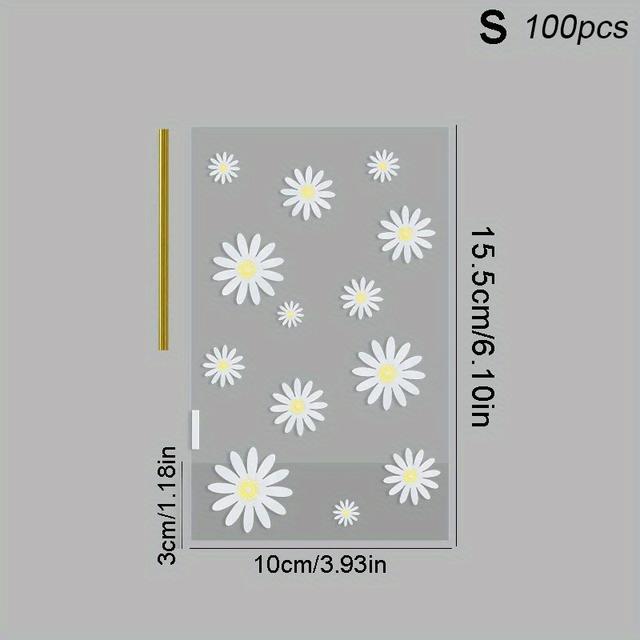 TEMU 50/100pcs, Daisy Bags, Transparent Floral Packaging Bags, Suitable For Wedding Birthday Party Diy Gift Packaging Supplies, Party Supplies, Festival Supplies