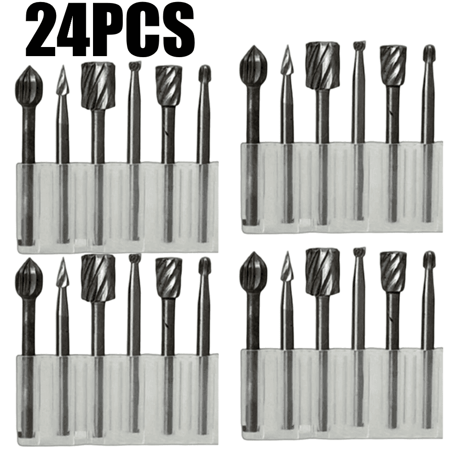TEMU 24pcs Hss Rotary File Set | 6 Different Shapes Carving Bits | Grinding Tool | For Wood/metal Cutting, Carving & Polishing | Professional Portable Kit For Woodworkers & Crafters