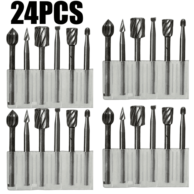 TEMU 24pcs Hss Rotary File Set | 6 Different Shapes Carving Bits | Grinding Tool | For Wood/metal Cutting, Carving & Polishing | Professional Portable Kit For Woodworkers & Crafters
