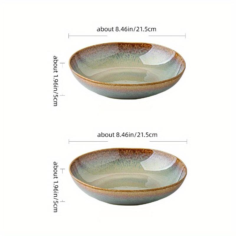 TEMU 2pcs Flame Ceramic Vegetable Plate Deep Plate Special-shaped Salad Plate Pasta Plate Fruit Plate