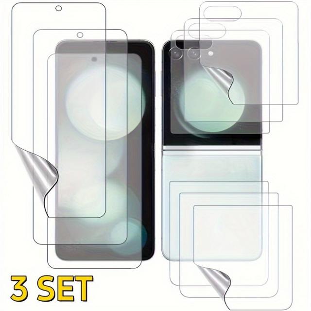 TEMU 3 Juegos de Protector de Pantalla para for Samsung, Protector de Pantalla de Hidrogel TPU para for Samsung Flip 6 5 4 [Paquete de 3+3+3]