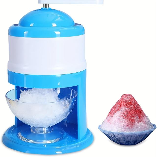 TEMU Hand-operated Snow Cone And Maker - Made Of Abs Plastic, In Blue And White, Summer Gatherings And Home Use, Requires No Electricity