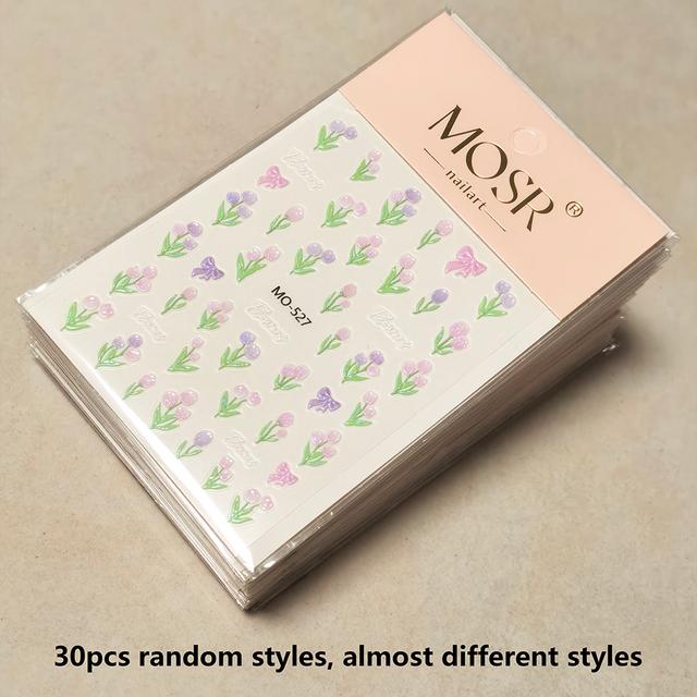 TEMU 30 db Körömmatrica – Állatos, Pillangós, Növényes, Virágos, Gyümölcsös, Csillagos, Masnis, Aranyos Tavaszi és Nyári Önragasztós Körömdíszítő Matricák